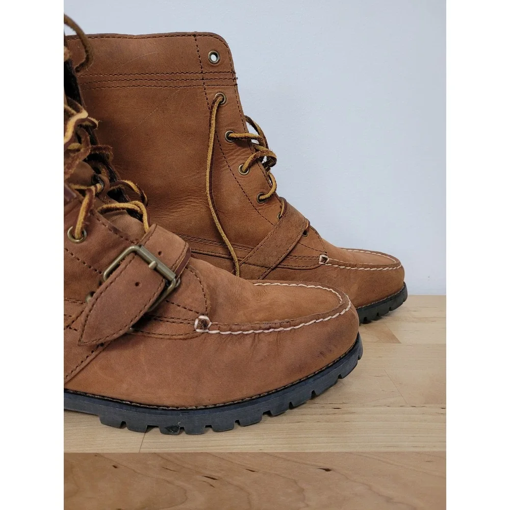 Polo Ralph Lauren Ranger Boots Mens 12 D Brown Brandy Timber Leather Moc Toe